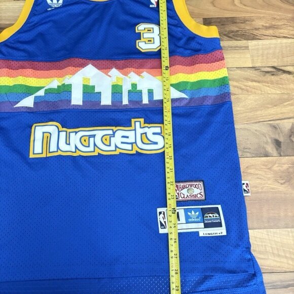 Adidas Hardwood Classics Allen Iverson Denver Nuggets Sewn Jersey Size Medium +2 - Picture 5 of 7